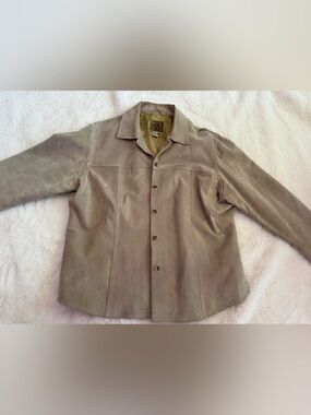 AMI 100% Leather Suede Vintage 90s Womens Button Up Jacket